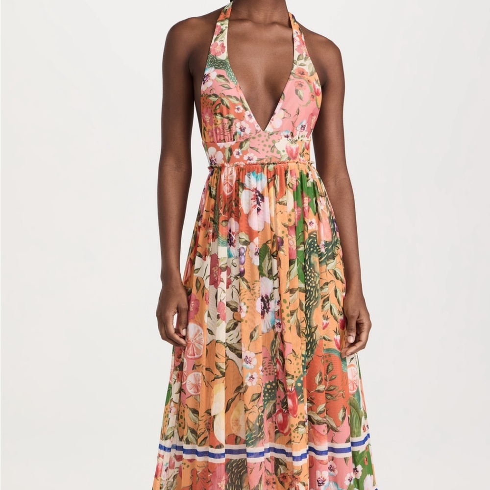 Agua Bendita Floral Halter Maxi Dress